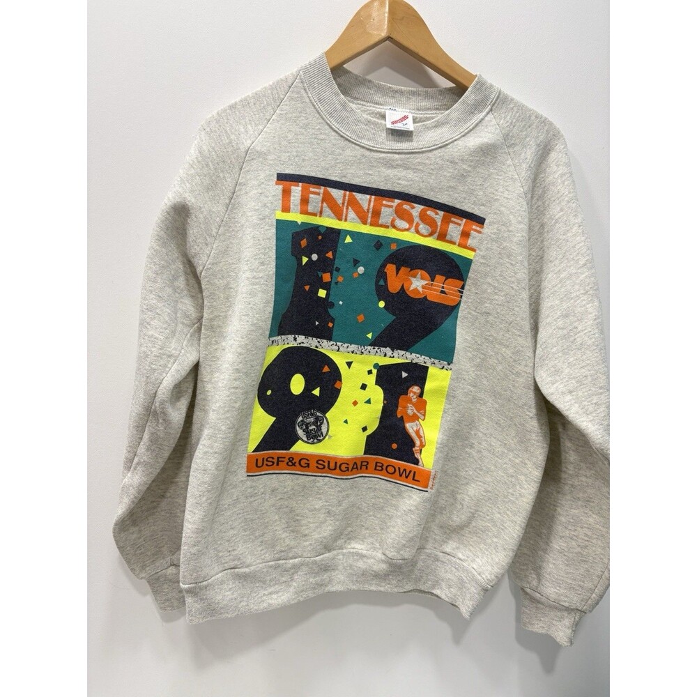 Vintage 1991 Sugar Bowl USF&G VOLS Grey Crewneck Sweatshirt Jerzees Sz L